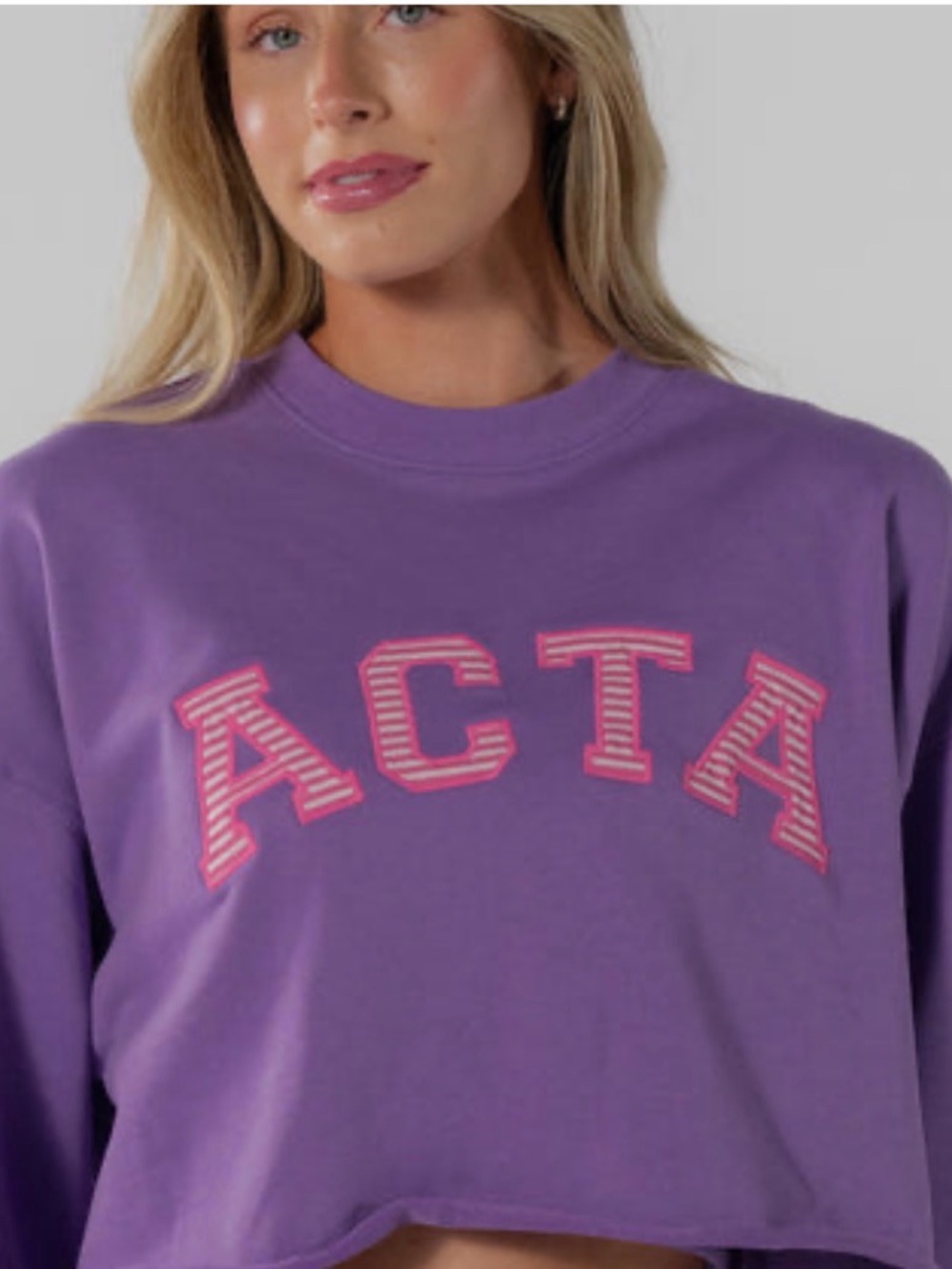 ACTA X KEN Purple Cropped Crewneck Sweatshirt